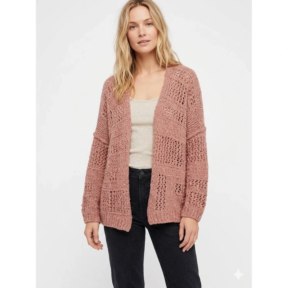 Free People Cardigan Women Pink Size XS/S(TP/P)Saturday Morning Cozy Casual Boho